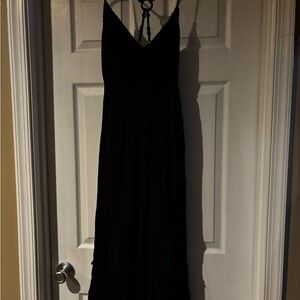 Madden Girl Black V-Neck Maxi Dress with Spaghetti Straps